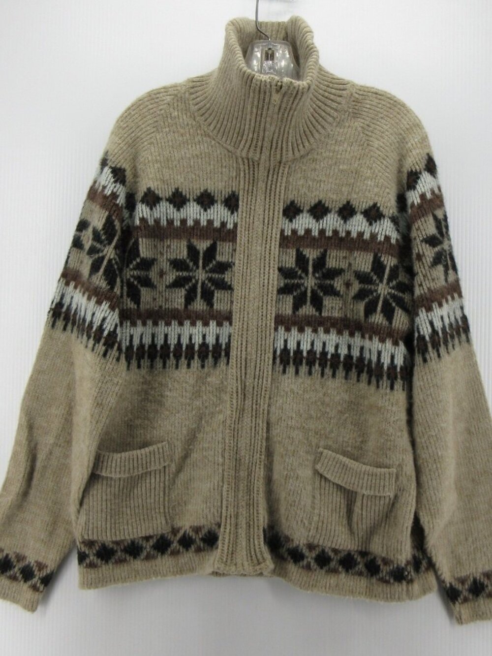VINTAGE Clipper Mist Sweater Large Fair Isle Nordic Cardigan 70s 80s